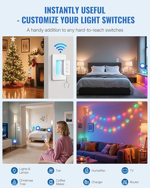 Remote Control Outlet, WILAWELS Wireless Light Switch - Image 8