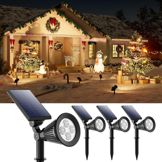 4 Pack Solar Powered Spotlights Waterproof Outdoor