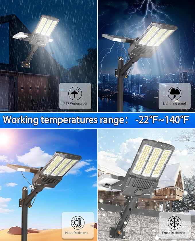 JAYNLT Y-6500W Solar Street Lights Outdoor, 650000LM 6500K High Powered - Image 6