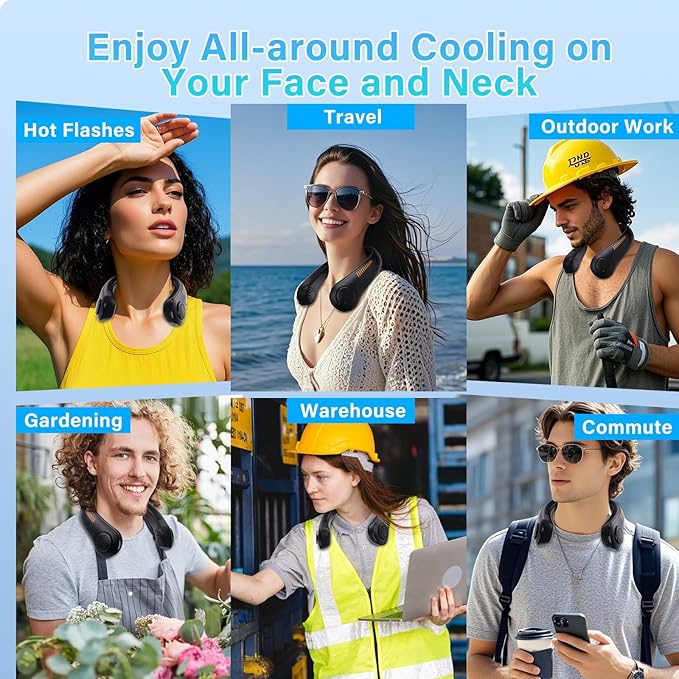 UZOPI Portable Neck Fan, Hands-Free, 5 Speeds, Gifts - Image 6