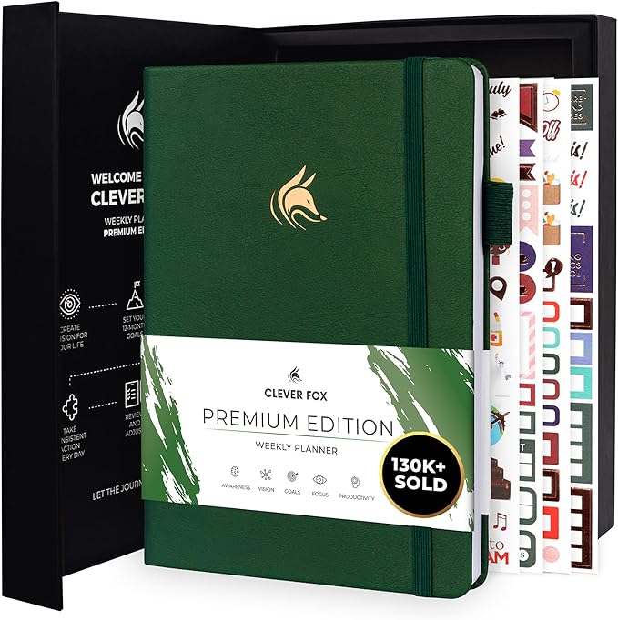 Clever Fox Planner Premium Edition – Undated Luxurious Weekly & Monthly Planner by CleverFox