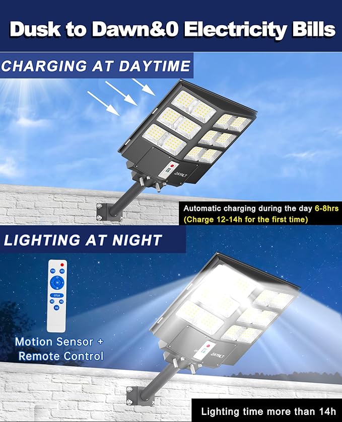 JAYNLT Y-2000W Solar Street Light, 200000LM 6500K Solar Flood Lights Outdoor - Image 2