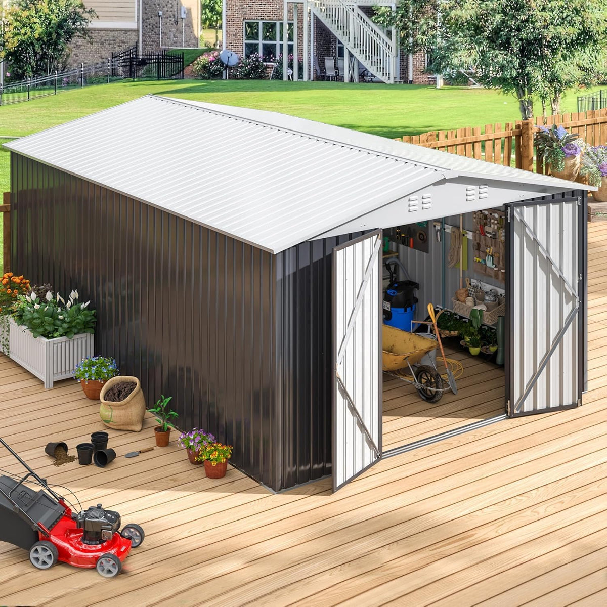 polar aurora 10x14 outdoor storage metal shed with, main product view