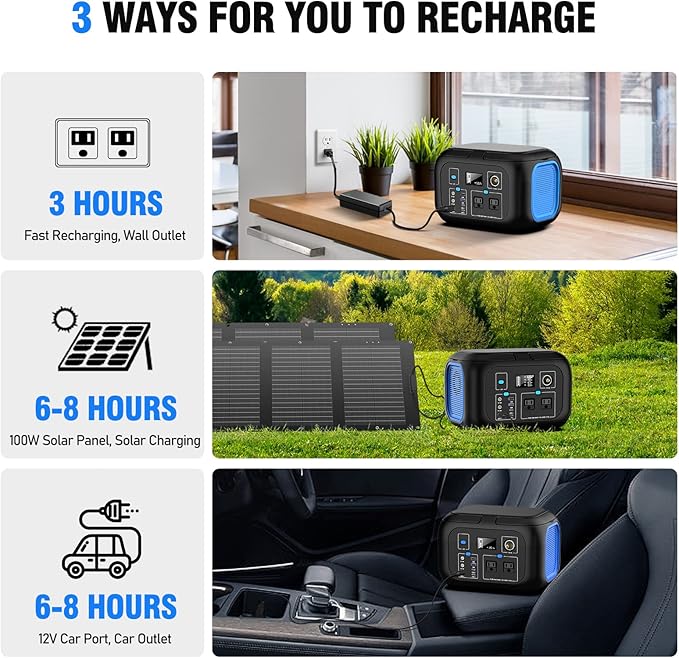 Portable Power Station 600W Power Bank 296Wh Solar Generator Lithium Battery - Image 5