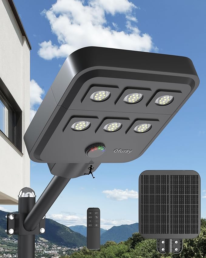 Ofuray Of-5000W Solar Street Lights Outdoor – Super Flood Lighting 60LED by Ofuray
