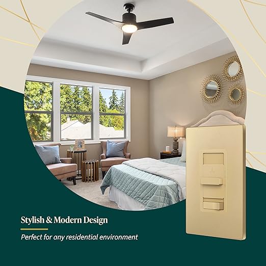TOPGREENER Kalide Light Switch and 3-Speed Ceiling Fan Control Combo, in Wall - Image 6