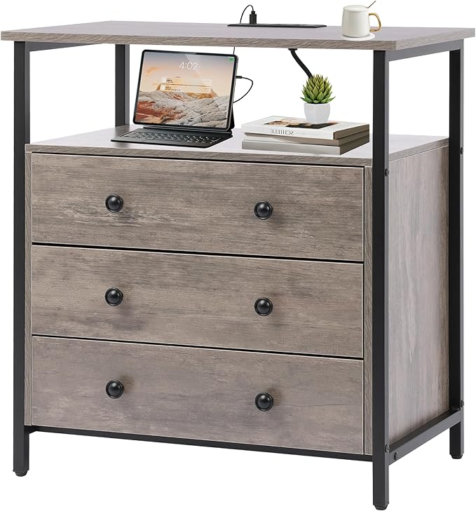 Edbuosy 3 Wooden Drawers Night Stand, 27 Inch Wide Nightstand by Edbuosy
