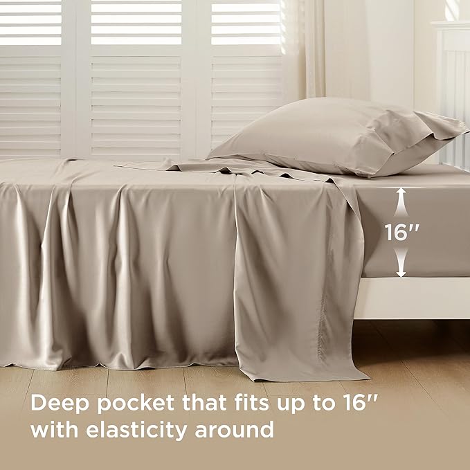 Bedsure Cooling Sheets Twin XL, Rayon Derived from Bamboo, Breathable & Soft - Image 3