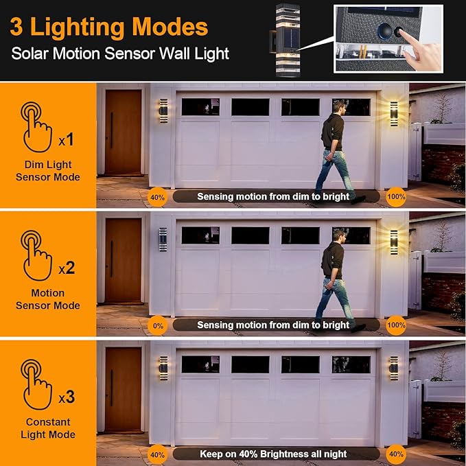 2 Pack Solar Outdoor Wall Lights - Image 3