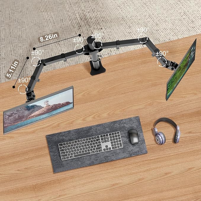 Dual Monitor Desk Mount Easily Set Up，Fully Adjustable Monitor Mount - Image 4