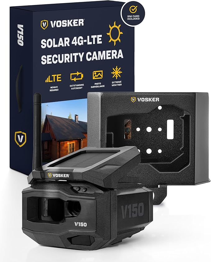 Vosker V150 Solar-Powered LTE Cellular Home Security Outdoor Camera | Motion by Vosker