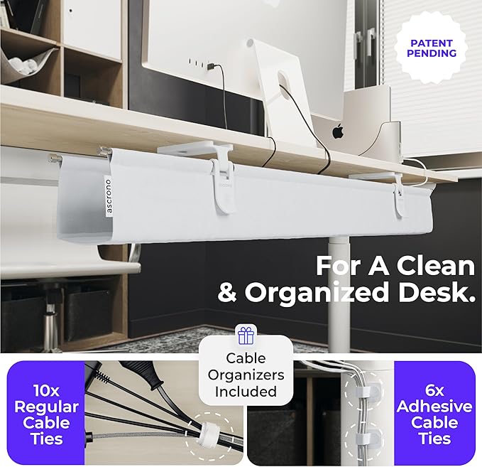 Ascrono Original No Drill Under Desk Cable Management Tray 27.3" - Image 5