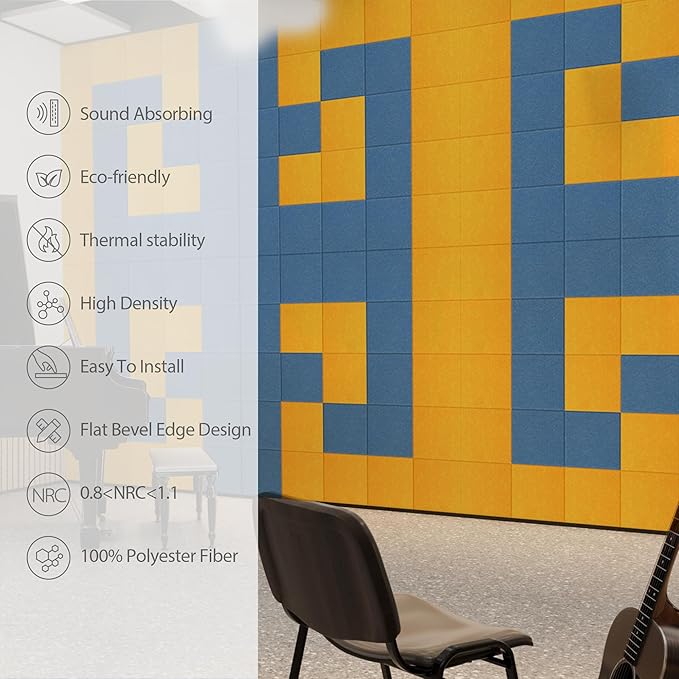 Amantech 12 Pack Acoustic Panels Self Adhesive Sound Proof Foam, High Density - Image 5