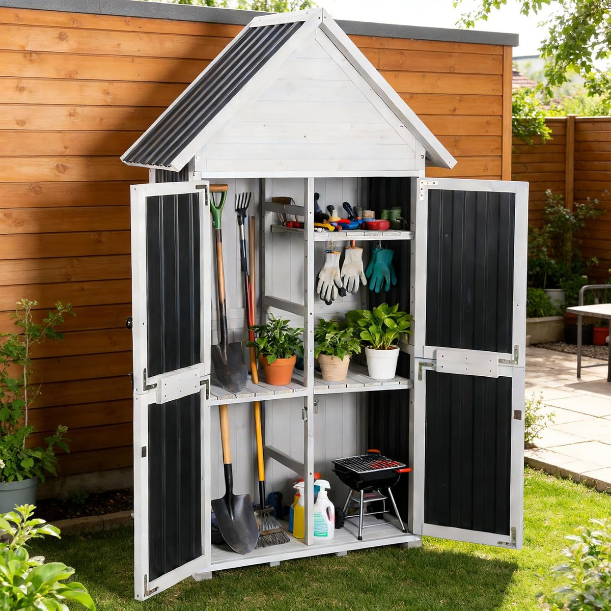 sheds outdoor storage,garden shed with metal frame structure, main product view