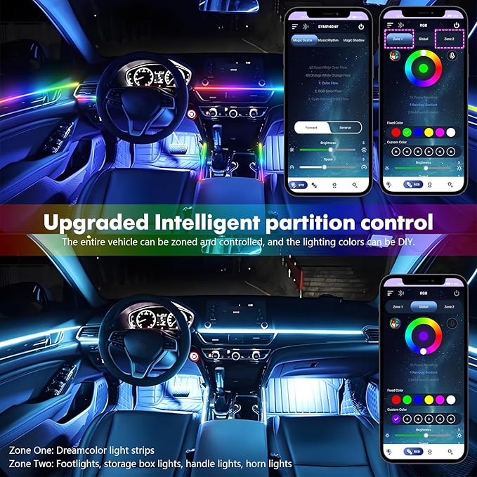 New Version Dreamcolor Acrylic Car Interior Lights 22 in 1 RGB LED Strip Lights - Image 2