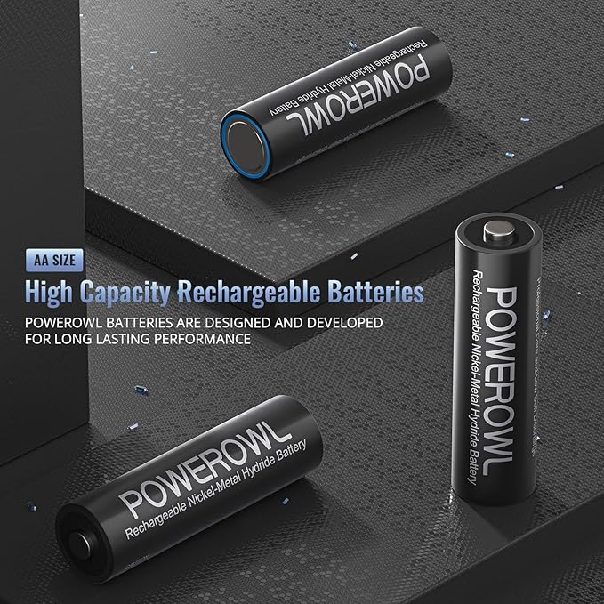 POWEROWL AA Batteries Rechargeable Kit, High Capacity 2800mAh 1200 Cycles 1.2V - Image 2