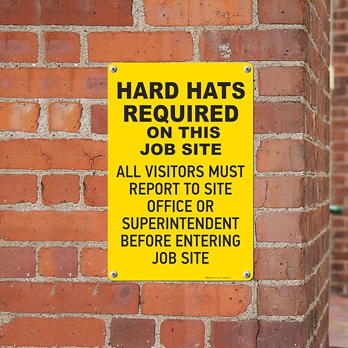 Brimar - 12" x 18" - Hard Hats Required on Job Site Sign - .063″ White - Image 4