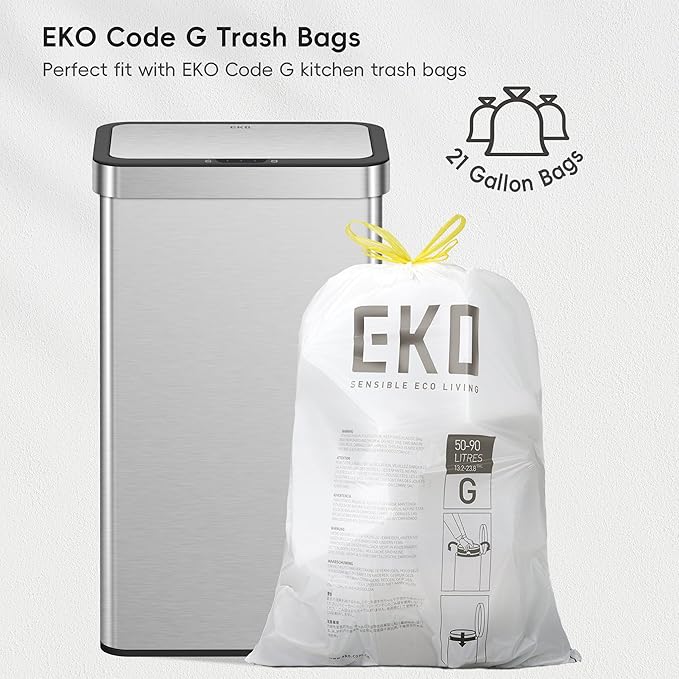 EKO Nova Sensor Trash Can, 21 Gallon/80 Liter Stainless Steel Rectangular - Image 4