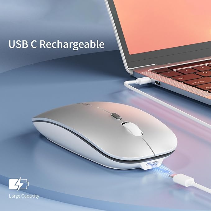 Q5 Slim Rechargeable Wireless Mouse, 2.4G Portable Optical Silent Ultra Thin - Image 3