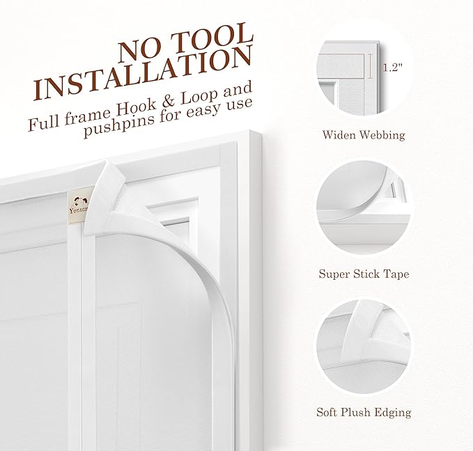 Yotache White Reversible Left Right Side Opening Magnetic Screen Door Fits Door - Image 6