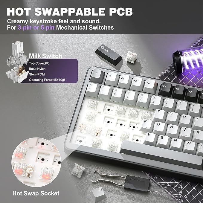 YUNZII B75 PRO Wireless Mechanical Keyboard, 75% Layout - Image 5