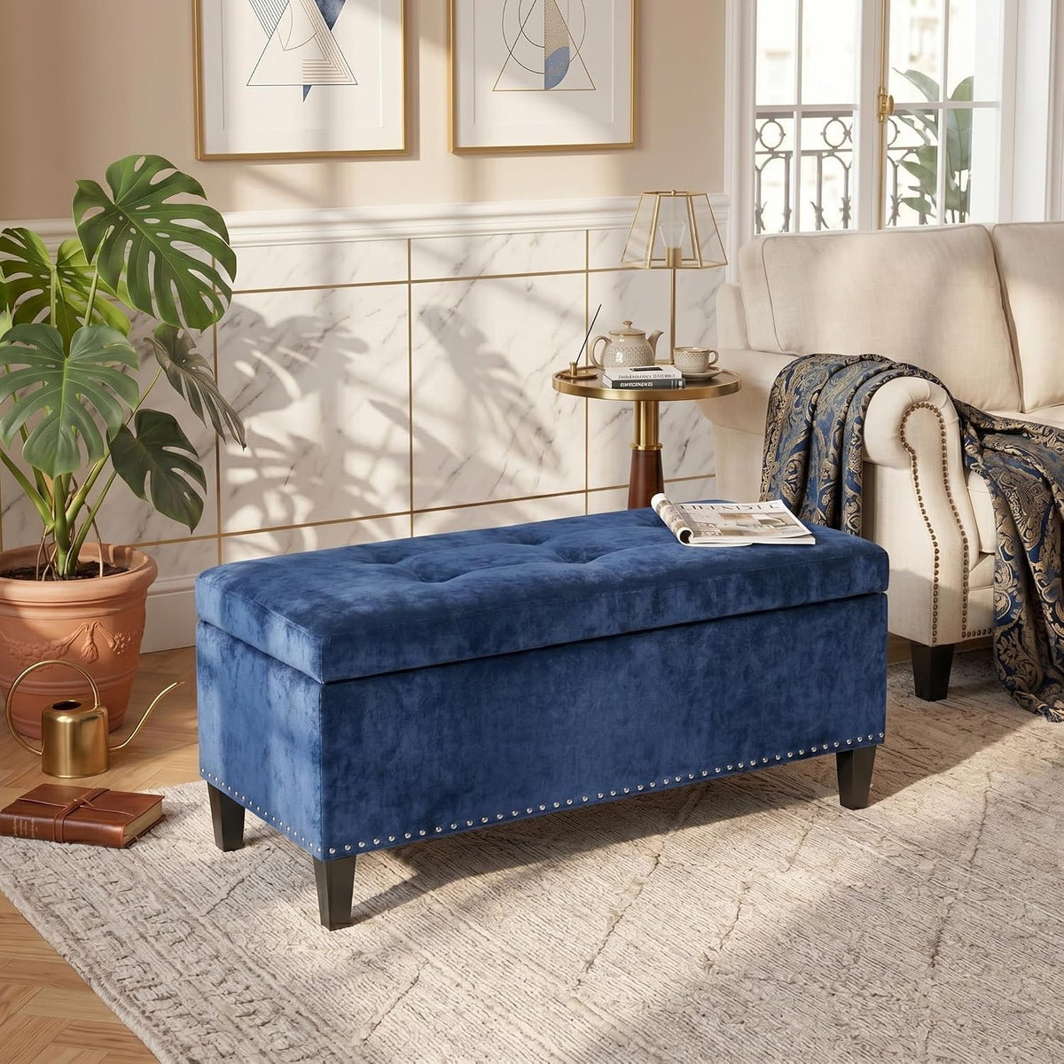 joveco 41" storage bench,tufted fabric storage ottoman with, main product view