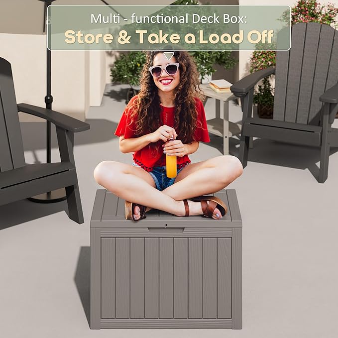 NUNU LAB Outdoor Storage Box, 45 Gallon Outside Deck Box Waterproof, Resin - Image 6
