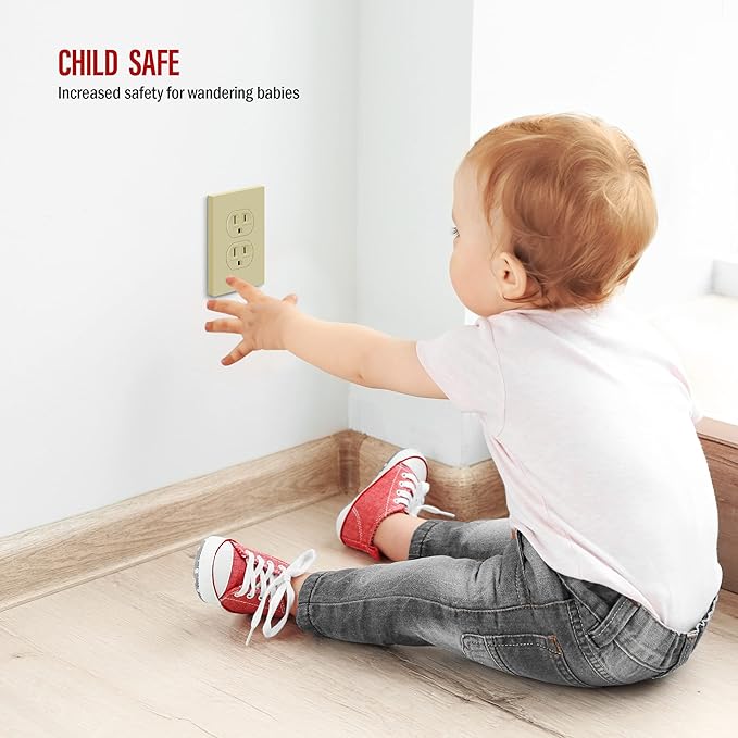 ENERLITES Screwless Duplex Wall Plates, Child Safe Receptacle Outlet Covers - Image 4