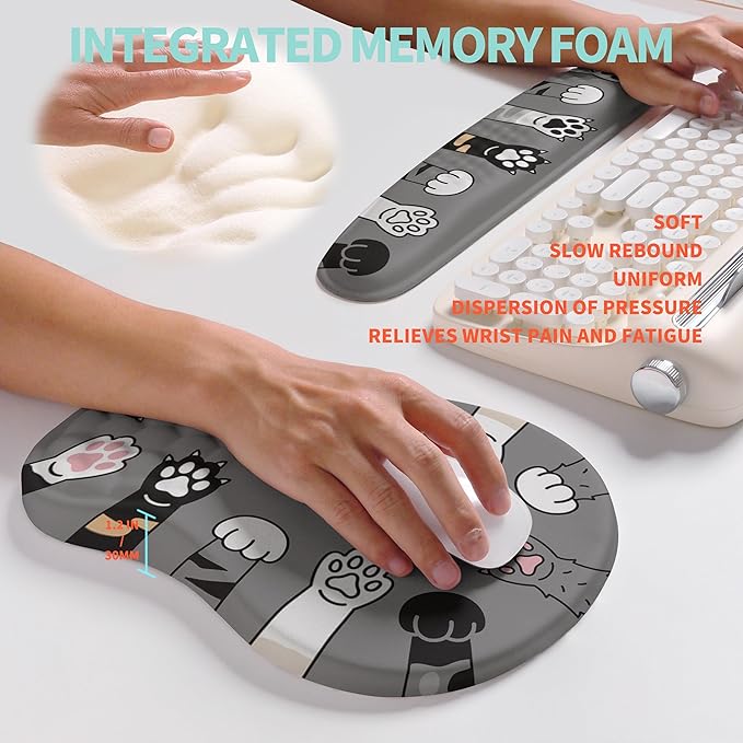 KUOSGM 2-in-1 Ergonomic Set, Wave Rise Keyboard Wrist Rest and Massage Bulge - Image 4