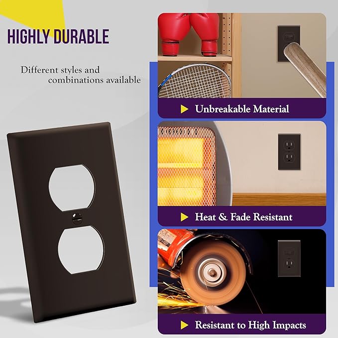 ENERLITES Duplex Receptacle Outlet Wall Plate, Gloss Finish, Size 1-Gang 4.50" - Image 4