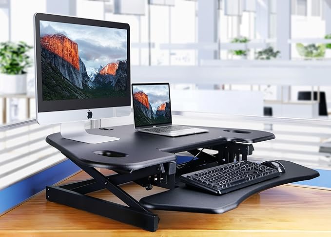 Rocelco 46" Height Adjustable Corner Standing Desk Converter - Image 2