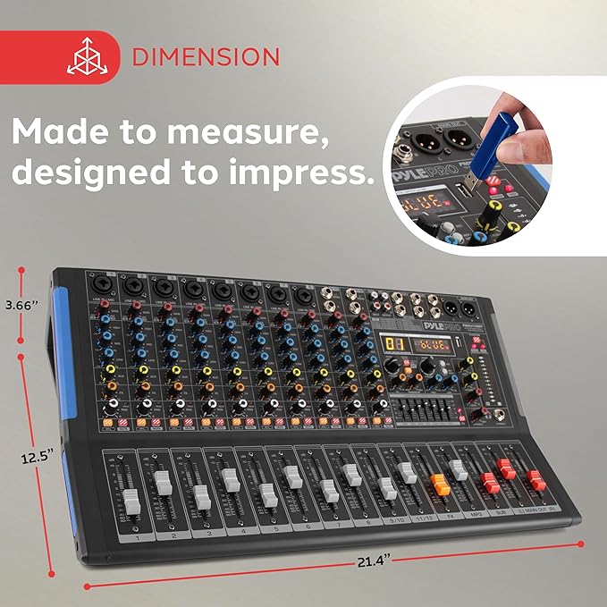 PYLE 12-Channel Bluetooth Studio Audio Mixer - Image 3