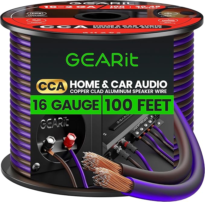 GEARit Pro Series 16AWG Speaker Wire, 16 Gauge Speaker Wire Cable Great Use by GEARit