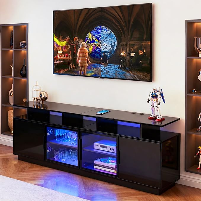 ansefe 70 Inch Black TV Stand - Image 7