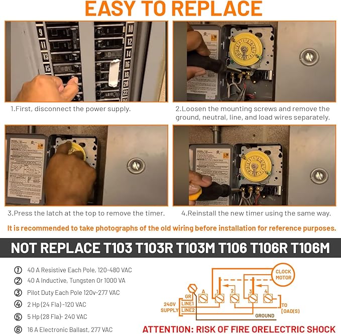 T104M Mechanical Timer Switch Mechanism Only, Heavy-Duty Timer Switch - Image 6