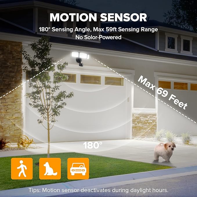 LUTEC 2 Pack 72W 7500LM LED Security Lights Motion Sensor Light Outdoor - Image 3
