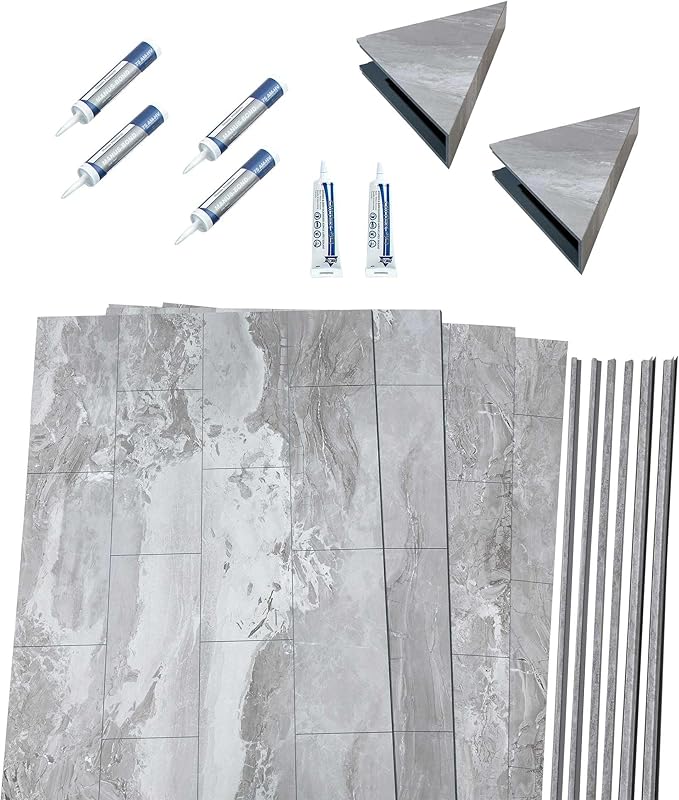 Palisade 78in x 60in x 32in Waterproof Vinyl Shower Surround Kit - Image 2