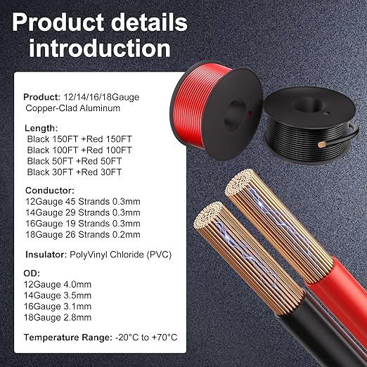 18 Gauge Electrical Wire 2 Pack Total 300ft-Black 150 ft and Red 150 ft Soft - Image 2