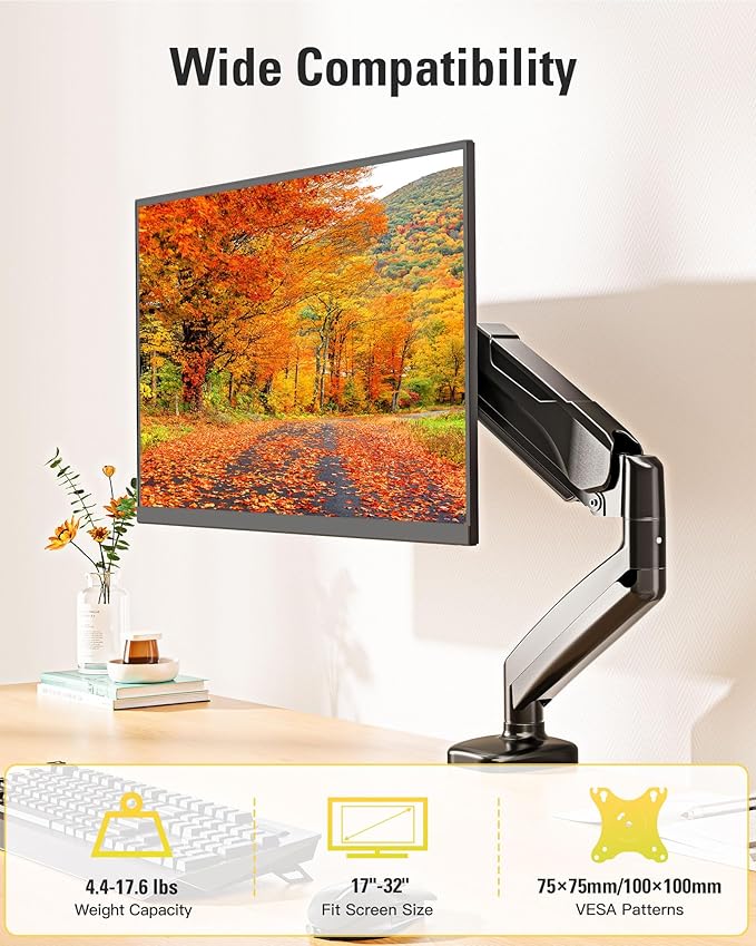 DreamAxis Single Monitor Mount, Gas Spring Monitor Arm - Image 2