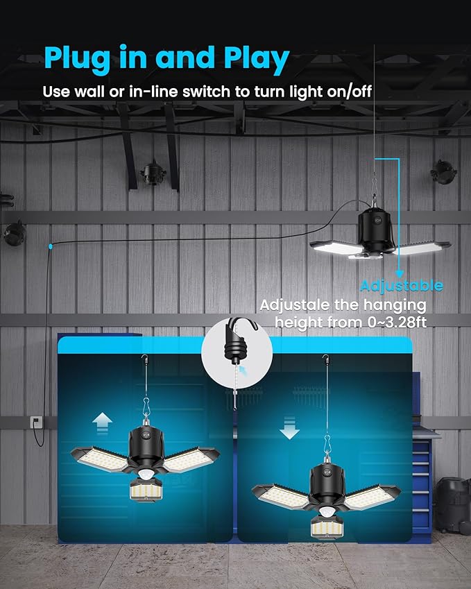 Kryoza Garage Motion Sensor Lights Plug-in 2Pack, 8000LM Super Bright Motion - Image 6