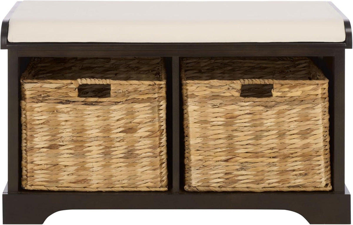 safavieh freddy wood storage bench, 33" farmhouse dark, main product view