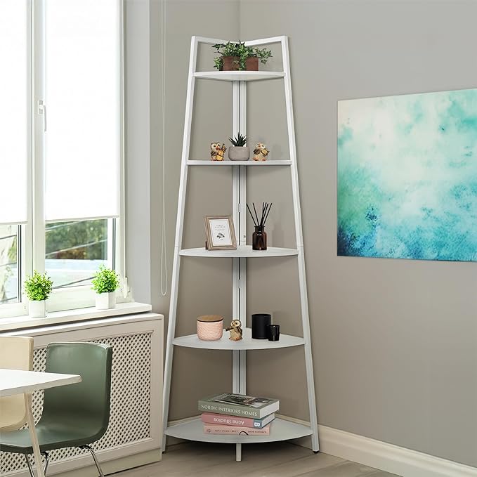 CAPHAUS Tall Corner Shelf Stand, 5-Tier Display Shelves, Ladder Corner Wood by CAPHAUS