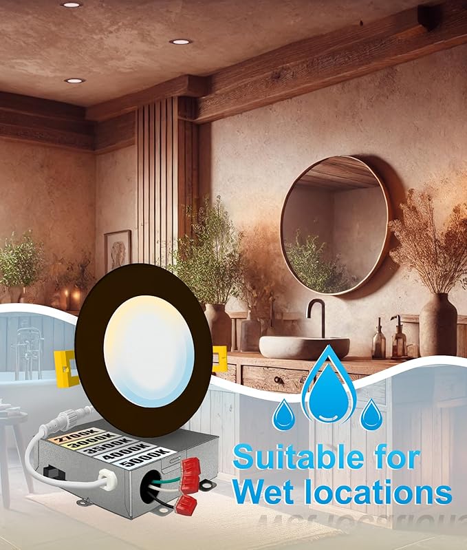 NUWATT 6 Pack 4 Inch Ultra-Thin Bronze LED Recessed Lighting, 5CCT - Image 9