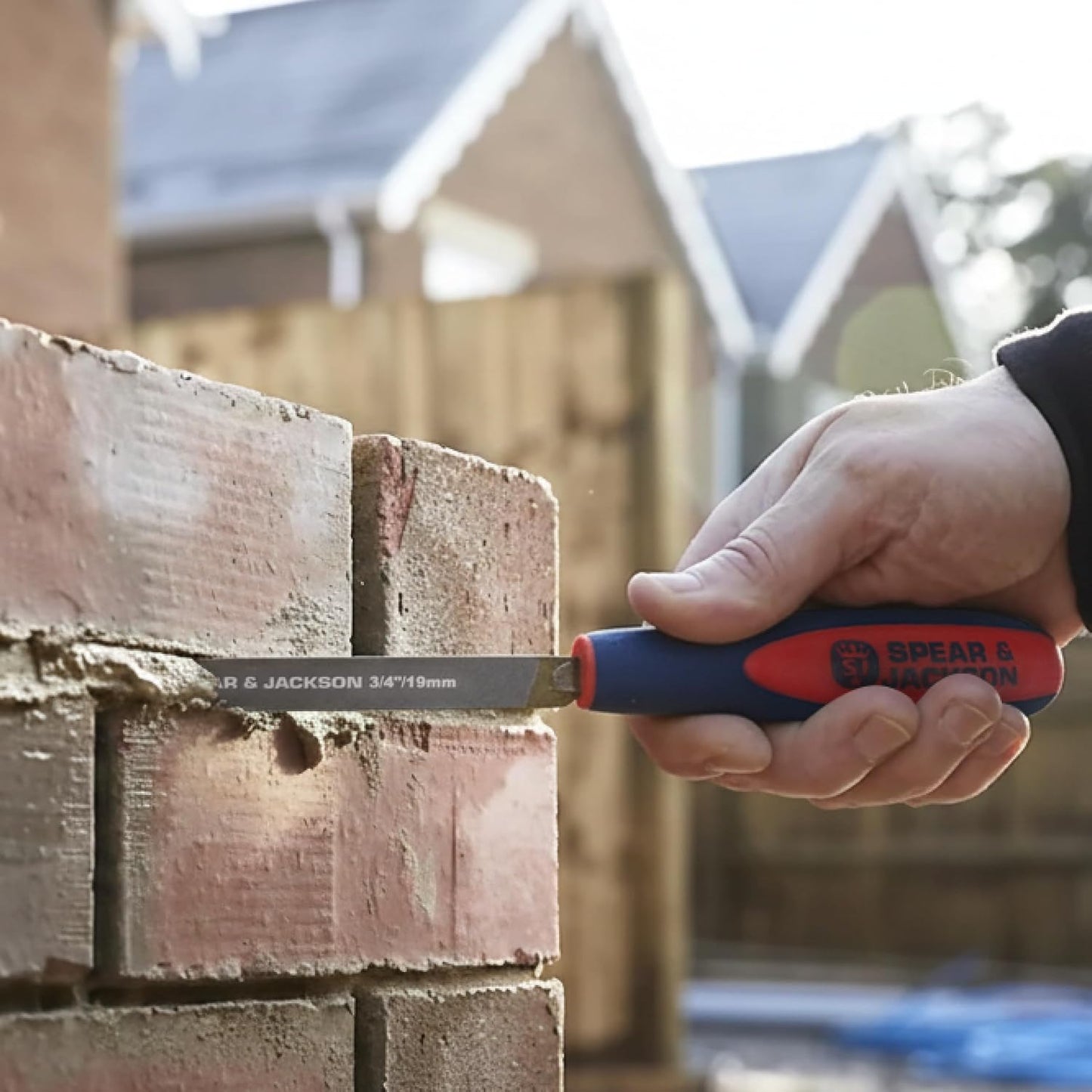 Spear & Jackson TUCK34SF ¾" Tuck Pointer (19mm) – Soft-Feel Handle, Carbon Steel Masonry Tool for Bricklaying, Mortar Shaping, Finishing, Restoration & DIY Projects
