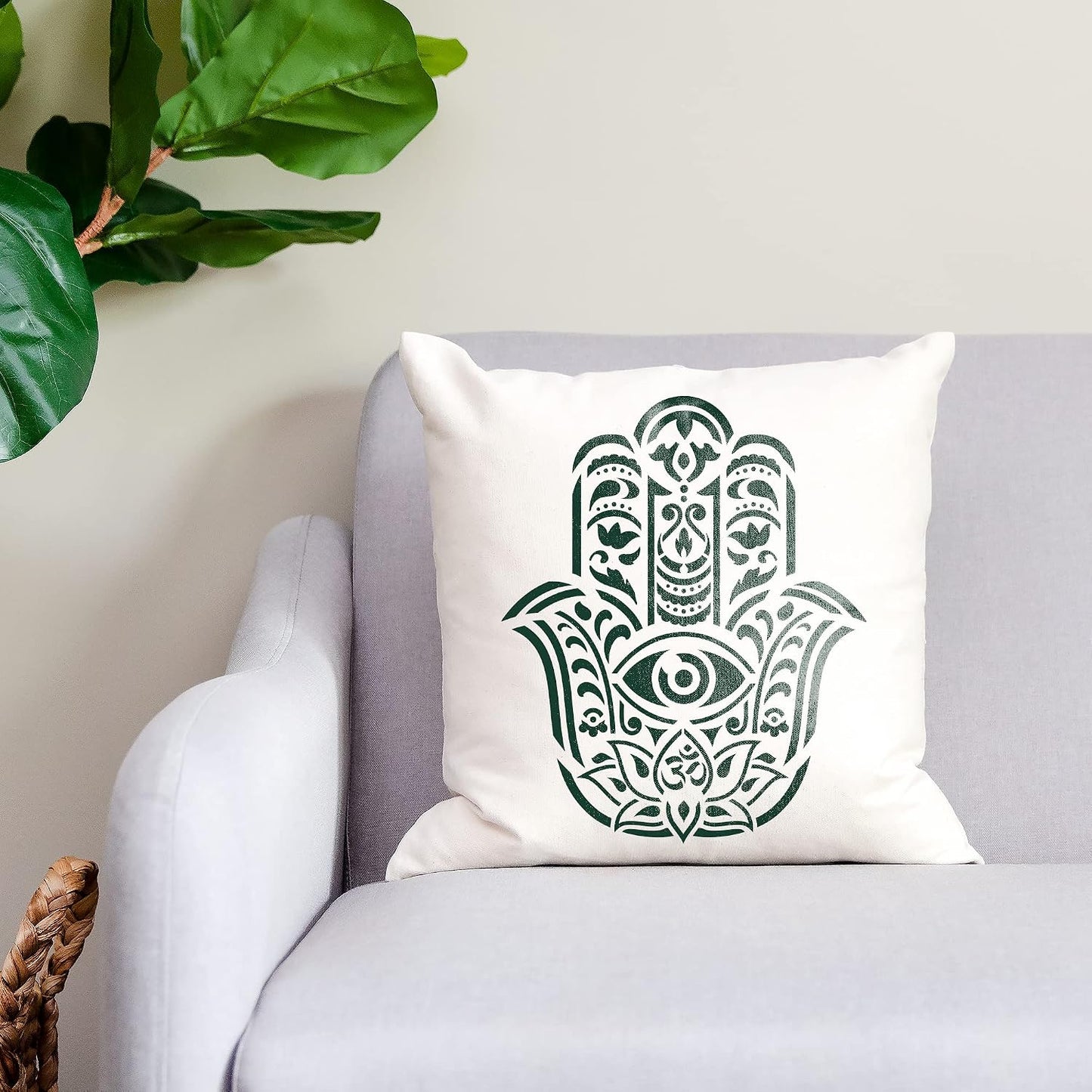 Hamsa Palm Mandala Stencil - Spiritual Mandala Stencil for Painting, Hindu Hamsa Palm Design