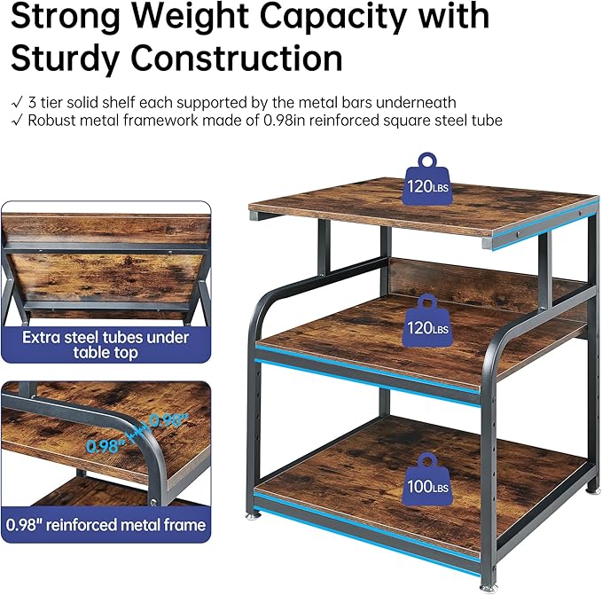 Fannova 23.6" Deep Extra Large Printer Stand, 3 Tier Printer Table - Image 3
