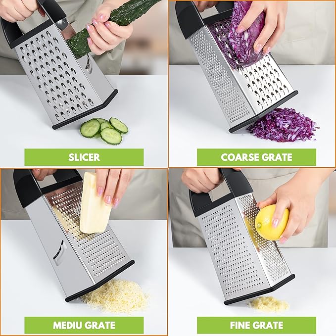 Urbanstrive Cheese Grater With Container Box Grater Stainless Steel Graters - Image 3