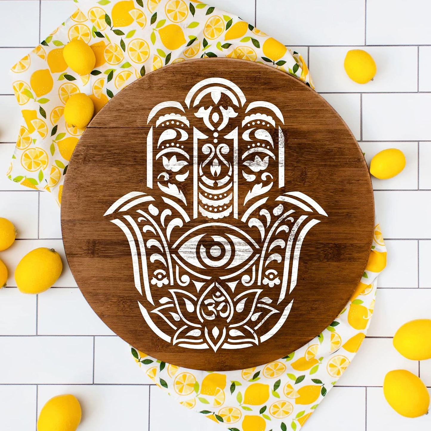 Hamsa Palm Mandala Stencil - Spiritual Mandala Stencil for Painting, Hindu Hamsa Palm Design