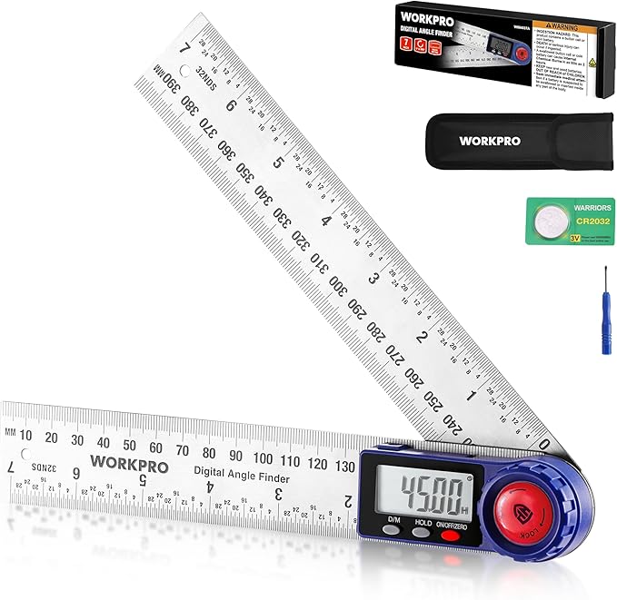 WORKPRO Digital Angle Finder, 7-Inch / 200 mm Stainless Steel Angle Finder Tool by WORKPRO