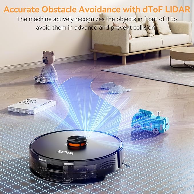 ZCWA D15S MAX Robot Vacuum and Mop Combo, 10000Pa Suction Robot Vacuum - Image 4